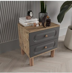 Resim Pera 2 Çekmeceli Komodin - Mdf Kapak Antrasit 