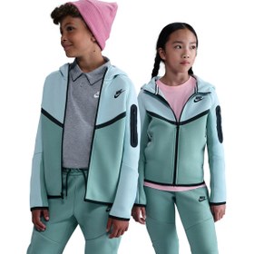 Resim Nike Sportswear Tech Fleece Full-Zip Çocuk Yeşil Günlük Stil Sweatshirt HV5867-034 