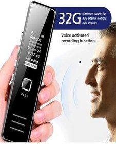 Resim 32 GB Dijital Ekranlı Ses Kaydedici Kulaklıklı Mini Ses Kayıt Cihazı 