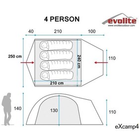 Resim Evolite Excamp 4 Pro Çadır Gri 