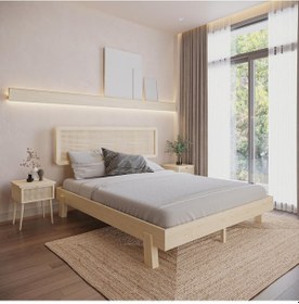 Resim Hazeran Lilyum Model Doğal Ahşap Karyola Ve İki Komodin Set-148 100 x 200 