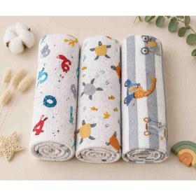 Resim Childmechild Çok Amaçlı Müslin Örtü & Battaniye 3'lü Set %100 Pamuk 80X90 cm 