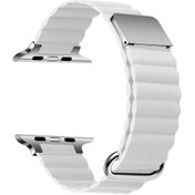 Resim ​​​Watch Ultra 49mm Uyumlu KRD-78 PU Deri Kordon Strap Kayış CLO- Beyaz 