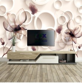 Resim 3D Halkalar Ve Çiçekler Duvar Posteri (551695599) 