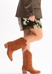 Resim Nemesis Shoes Mariana Gerçek Deri Kadın Western Çizme Taba Süet 