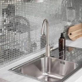 Resim 1 Metre Gümüş Renk Aynalı Mozaik Taşlı Dekor Bandı – 4 cm Genişlik | Ayna Şerit Folyo 