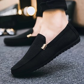 Resim Zhenyuezu Erkekler İçin Slip-On Ev Ayakkabısı - Nefes Alabilen Kumaş Üst, Yastıklı PVC Taban, Minimalist Yuvarlak Burun Tasarımı, Yoga ve Her Mevsim Rahatlığı, Şık Terlikler, Dayanıklı Çekiçli Tabanlı, Modern Terlikler, Yumuşak Astarlı, Konforlu Ev Ayakkabıları 