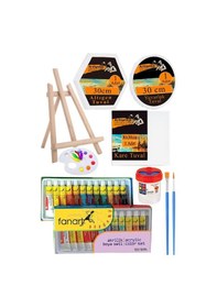 Resim Kare Yuvarlak Ve Altıgen Tuval 30 Cm Fanart 12 Renk 12 Ml Tüp Akrilik Boya Şövale 1 Paket Arkadan Zımbalı 30x30 Cm Tuval 