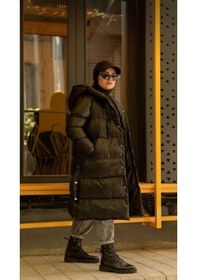 Resim Kadın Kapüşonlu Siyah Şişme Mont Siyah 