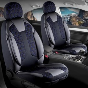 Resim Fresh Start Fiat Panda Uyumlu Deri Detaylı Oto Koltuk Kılıfı Ön Arka Set Cyrus Model Siyah Mavi Fs 