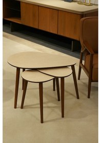 Resim Paris Zigon Sehpa Traverten Krem 