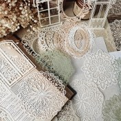 Resim 10 adet/paket, Vintage Dantel Boş Malzeme Kağıt Dekoratif Scrapbooking Günlük Albüm El Yapımı Kollaj Malzeme Arka Plan Kağıdı, Junk Journal Dekorasyon Malzemeleri, DIY Junk Journal Dekorasyon Etiketleri, Parti Hatırası 