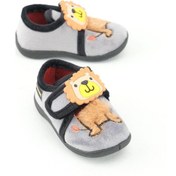 Resim Gezer Erkek Çocuk Bebek Kışlık Cırtlı Ayarlanabilir Günlük Okul Kreş Panduf Ayakkabı Gri 