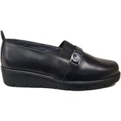 Resim Napa Shoes Kadın Hakiki Deri Sıkıştırılmış Köpük Taban Rahat Ultra Hafif Günlük Dolgu Topuk Ayakkabı Napa-4000 Siyah 