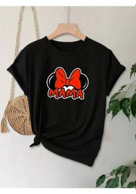 Resim Simala Anneler Günü Baskılı T-shirt - Siyah Siyah 