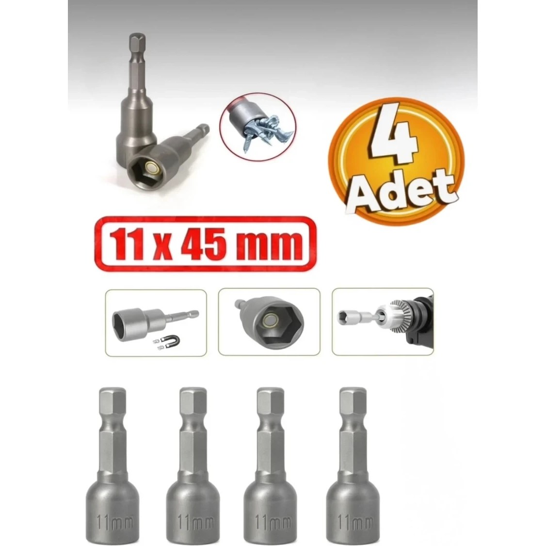 Cmc Tools Manyetik Somun Adaptörü Çatı Sıkma Vidası 11X45 mm (4 Adet ...