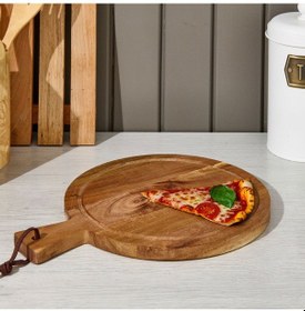 Resim Akasya Yuvarlak Kesme Tahtası - Kahverengi - 32x25x1,5 Cm Ahşap 