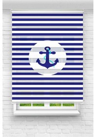 Resim Perdecizade Enxboy Mavi Dümenli Dijital Baskılı Zebra Perde-cocuk Odası-stor Perde Renkli 