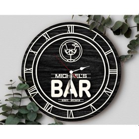 Resim Bk Gift Barlara Özel Dekoratif Siyah Ahşap Duvar Saati 35cm-14 , Bar Duvar Saati , Cafe Duvar Saati , Özel Ahşap Saat Kobitmeyen138344 Bk Gift 