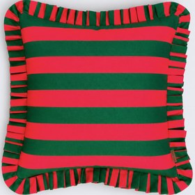Resim Formentera Stripe Fırfır Kenarlı Kırlent Kılıfı - 30x50 cm / İç Yastık Dahil 