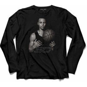 Resim Kendim Seçtim Stephen Curry Steph Sc Basketball Uzun Kollu Tişört Baskılı Çocuk T-Shirt 