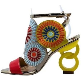 Resim Poletto Hakiki Deri Nar-pudra-sarı-altın Sandalet Topuklu 6564 158 V1-867 Nar-pudra-sarı-altın Çok Renkli 