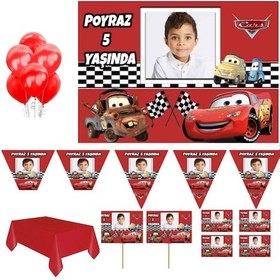 Resim Şimşek Mcqueen Arabalar Resimli Cars Doğum Günü Süsleme Ve Magnet +3 