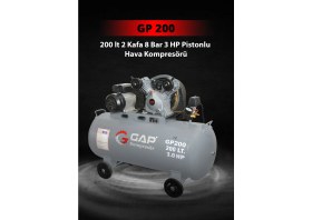 Resim GAP | 200 lt 2 Kafa 8 Bar Pistonlu Hava Kompresörü 