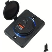 Resim Chuangyinshop Blue Qc3.0 Pd Usb Araç Şarj Cihazı 12v 24v Led Işıklı Otomobil Tekne Minibüs Şarj Yuvası 