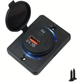 Resim Chuangyinshop Blue Qc3.0 Pd Usb Araç Şarj Cihazı 12v 24v Led Işıklı Otomobil Tekne Minibüs Şarj Yuvası 
