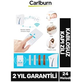 Resim Lüks Pilli 12w Kolay Monte Edilen 100 Metre Uzaktan Kumandalı 24 Melodi Kablosuz Kapı Zili 