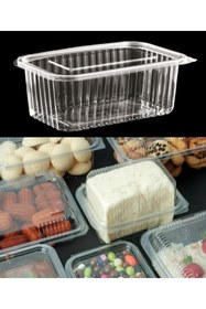 Resim Kalbi Ticaret Plastik Sızdırmaz Kap 2000 gr 100'lü Saklama Kabı Şeffaf Kullan At Kase Plastik Kapaklı Kase 