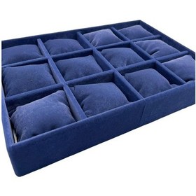 Resim Tokyo Model Süet Kumaş Lacivert Renk 12 Yastıklı Çekmece İçi Takı Kutusu 