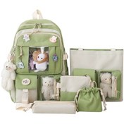 Resim Myinkai Green Beş Set Okul Çantası Koreli Kızlar Sevimli Ayı Açık Yeşil 