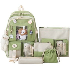 Resim Myinkai Green Beş Set Okul Çantası Koreli Kızlar Sevimli Ayı Açık Yeşil 