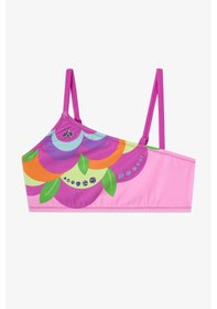 Resim Penti Pembe Kız Çocuk Flower Tek Omuz Bikini Takımı 