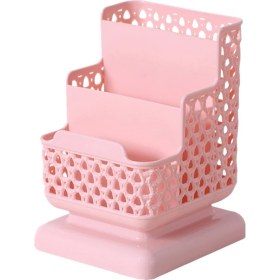 Resim KingKuee Pembe Çok Fonksiyonlu 3 Izgaralar Masaüstü Saklama Kutusu Kozmetik Depolama Alt Izgara Kalem Kutusu Makyaj Organizatör Masa Tutucu (Yurt Dışından) 