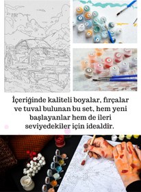 Resim Su'lepas Sayılarla Boyama Çerçeveli Hobi Seti Numaralı Tuval ARABA Fırça Boya Dahil Kasnaklı 40X50 Cm 