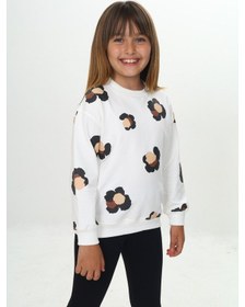 Resim Toontoy Kız Çocuk Pano Baskılı Sweatshirt Ekru 