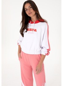 Resim U.S. Polo Assn. Kadın Beyaz Kapüşonlu Sweatshırt 50300697-VR013 