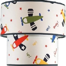 Resim Şenay Aydınlatma Çocuk Odası İkili Silindir Kumaş Sarkıt-Beyaz Uçak 