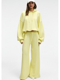 Resim ORMIRA Kadın Oversize Fit Yanları Cepli Lastikli Bel Sarı Eşofman Altı 