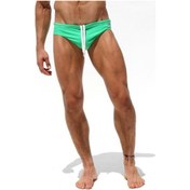Resim Yeşil Şık Erkek Sandıklar İnce Hızlı Kuruyan Altlar Yüzme İçin Bağcıklı Esnek Yüzme Şortları 