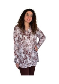 Resim Kadın Leopar Desen Şifon Gömlek Bgl-st04235 Kahve 