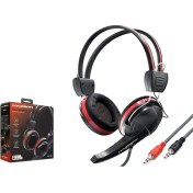 Resim Hadron HD1105 Mikrofonlu 2x3.5mm Aux 2.20MT Örgülü Kablolu Kulaküstü Kulaklık - Siyah-Kırmızı 