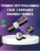 Resim AyrStore 500 ml Isı Korumalı Çelik Termos ve Bardak Seti | Silikon Tabanlı, Şık ve Pratik 