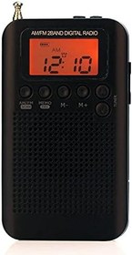 Resim HRD-104 Taşınabilir AM/FM Stereo Radyo Cep 2-Band Dijital Ayarlama Radyo Alıcı Açık Radyo w/Kulaklık İpi 1.3 inç LCD Ekran-Sazoley 
