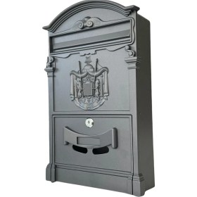 Resim ALMITAL Glamour Villa Tipi Dekoratif Antrasit, Metal Posta Kutusu 