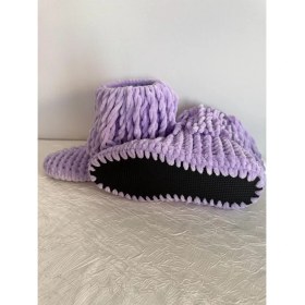 Resim Merut Style El Örgüsü Kadife Ip Püsküllü Ev Botu Panduf 