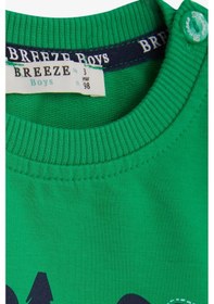 Resim Breeze Erkek Çocuk Explorer Yazılı Dinazor Baskılı Sweatshirt-14677 YESIL 